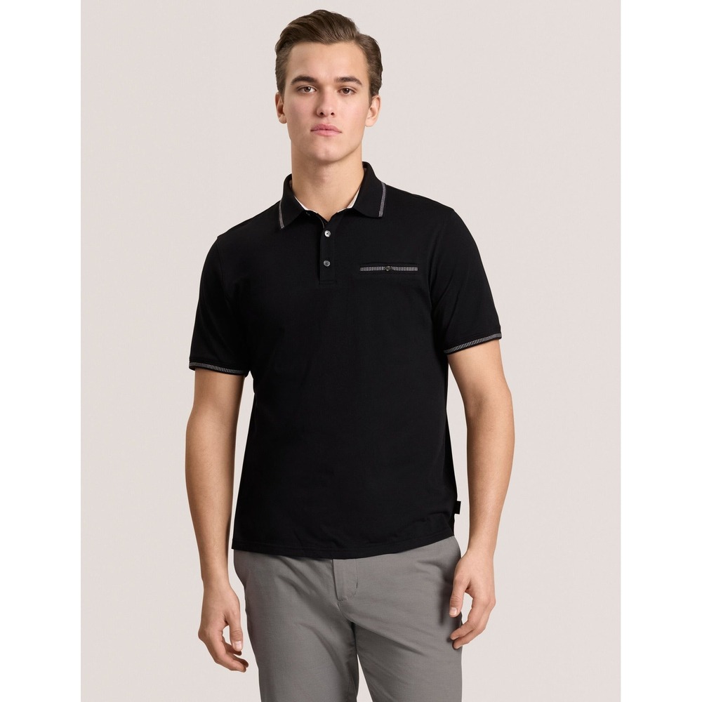 Ted Baker London Derry Black Modal Cotton Polo Shirt Mens Size 6 XXL Pocket